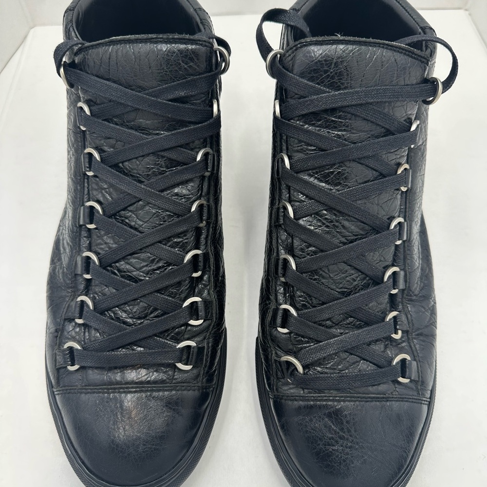 BALENCIAGA Arena Leather High-Top Sneakers Size 44